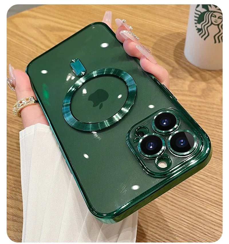 Elevate Your iPhone Experience with the Luxury Transparent Magnetic MagSafe Wireless Charging Case - Perfect Fit for iPhone 14 Plus, 13, 12, 11 Pro Max