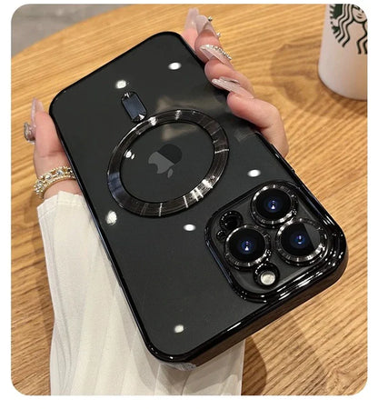 Elevate Your iPhone Experience with the Luxury Transparent Magnetic MagSafe Wireless Charging Case - Perfect Fit for iPhone 14 Plus, 13, 12, 11 Pro Max