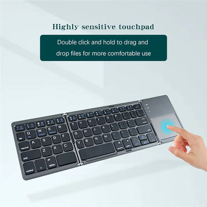 Versatile Portable Foldable Mini Wireless Bluetooth Keyboard with Touchpad for Windows, Android, iOS Tablets and Phones