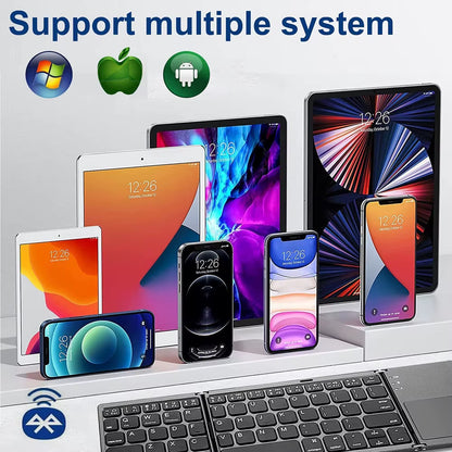 Versatile Portable Foldable Mini Wireless Bluetooth Keyboard with Touchpad for Windows, Android, iOS Tablets and Phones