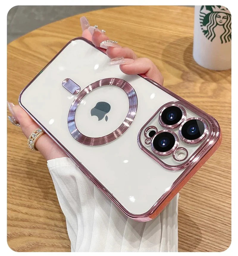 Elevate Your iPhone Experience with the Luxury Transparent Magnetic MagSafe Wireless Charging Case - Perfect Fit for iPhone 14 Plus, 13, 12, 11 Pro Max