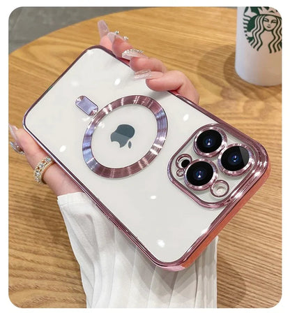 Elevate Your iPhone Experience with the Luxury Transparent Magnetic MagSafe Wireless Charging Case - Perfect Fit for iPhone 14 Plus, 13, 12, 11 Pro Max