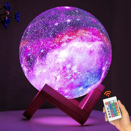 Transform Your Child's Room with the Enchanting 16-Color Moon Lamp - 3D Galaxy Night Light with Touch and Remote Control
