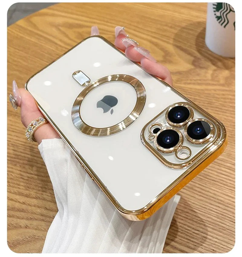 Elevate Your iPhone Experience with the Luxury Transparent Magnetic MagSafe Wireless Charging Case - Perfect Fit for iPhone 14 Plus, 13, 12, 11 Pro Max