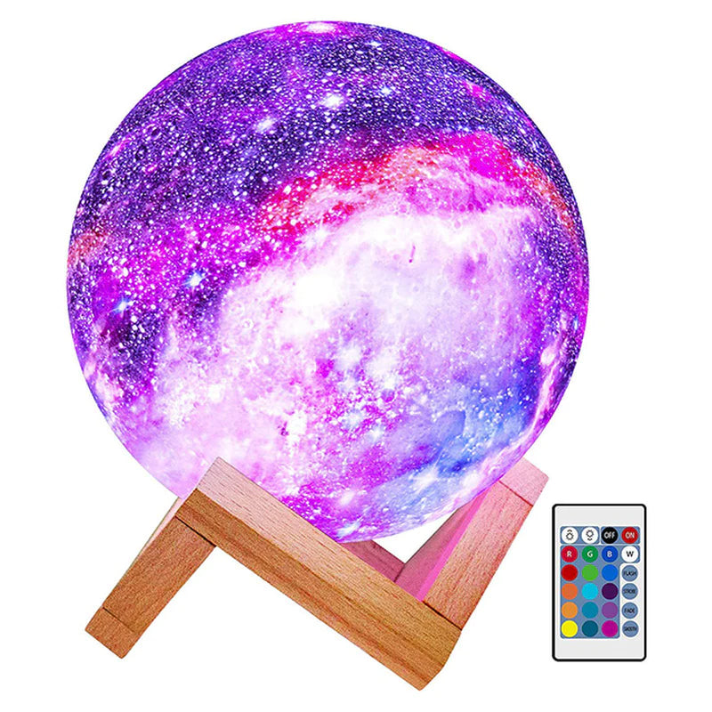 Transform Your Child's Room with the Enchanting 16-Color Moon Lamp - 3D Galaxy Night Light with Touch and Remote Control
