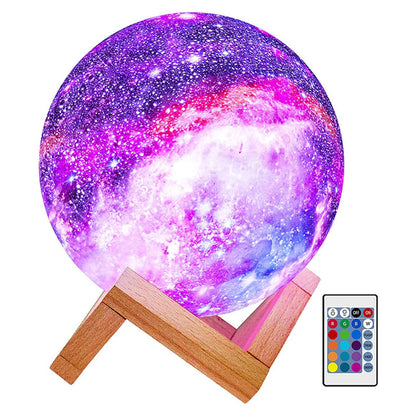Transform Your Child's Room with the Enchanting 16-Color Moon Lamp - 3D Galaxy Night Light with Touch and Remote Control