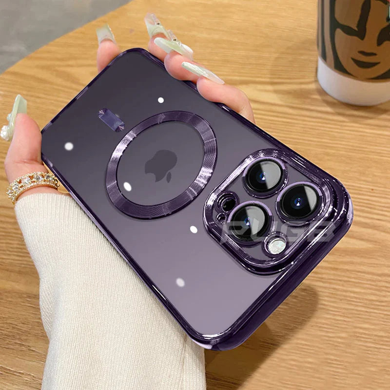 Elevate Your iPhone Experience with the Luxury Transparent Magnetic MagSafe Wireless Charging Case - Perfect Fit for iPhone 14 Plus, 13, 12, 11 Pro Max