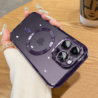 Elevate Your iPhone Experience with the Luxury Transparent Magnetic MagSafe Wireless Charging Case - Perfect Fit for iPhone 14 Plus, 13, 12, 11 Pro Max