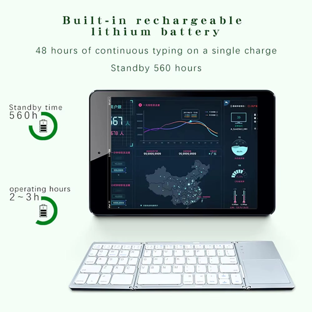 Versatile Portable Foldable Mini Wireless Bluetooth Keyboard with Touchpad for Windows, Android, iOS Tablets and Phones