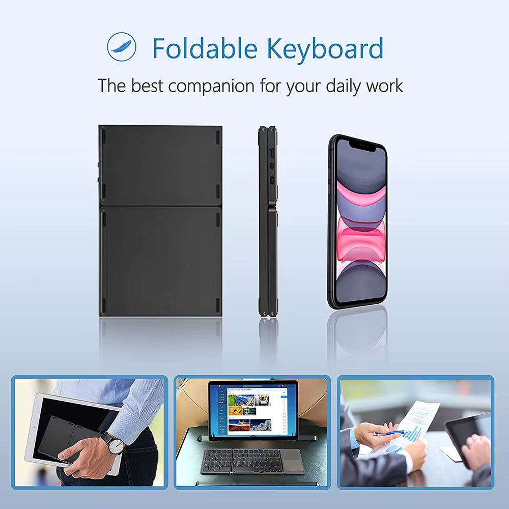 Versatile Portable Foldable Mini Wireless Bluetooth Keyboard with Touchpad for Windows, Android, iOS Tablets and Phones
