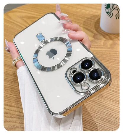 Elevate Your iPhone Experience with the Luxury Transparent Magnetic MagSafe Wireless Charging Case - Perfect Fit for iPhone 14 Plus, 13, 12, 11 Pro Max