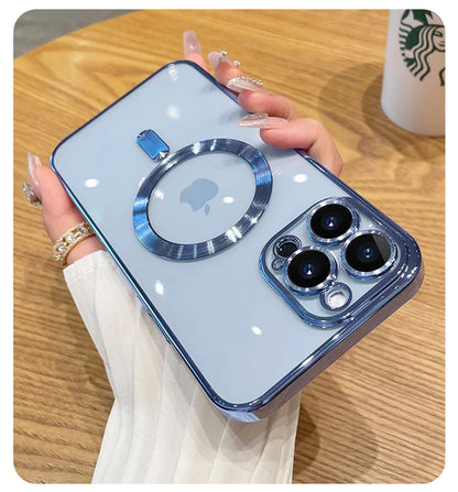 Elevate Your iPhone Experience with the Luxury Transparent Magnetic MagSafe Wireless Charging Case - Perfect Fit for iPhone 14 Plus, 13, 12, 11 Pro Max