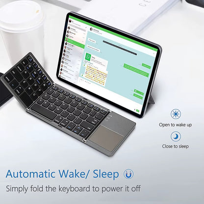 Versatile Portable Foldable Mini Wireless Bluetooth Keyboard with Touchpad for Windows, Android, iOS Tablets and Phones