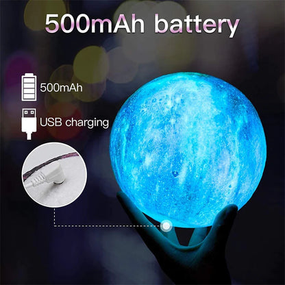 Transform Your Child's Room with the Enchanting 16-Color Moon Lamp - 3D Galaxy Night Light with Touch and Remote Control